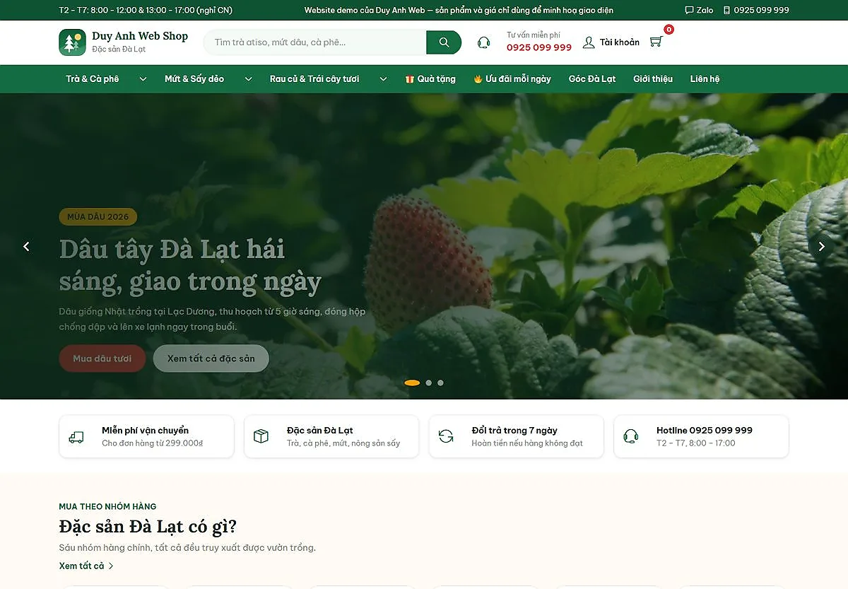 Giao diện web đặc sản
