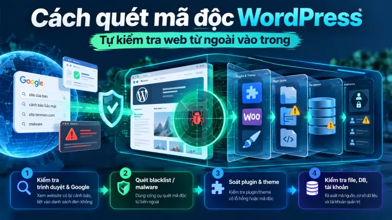 Cách quét mã độc WordPress - tự kiểm tra web từ ngoài vào trong