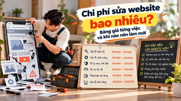 Chi phí sửa website bao nhiêu - Bảng giá từng việc và khi nào nên làm mới